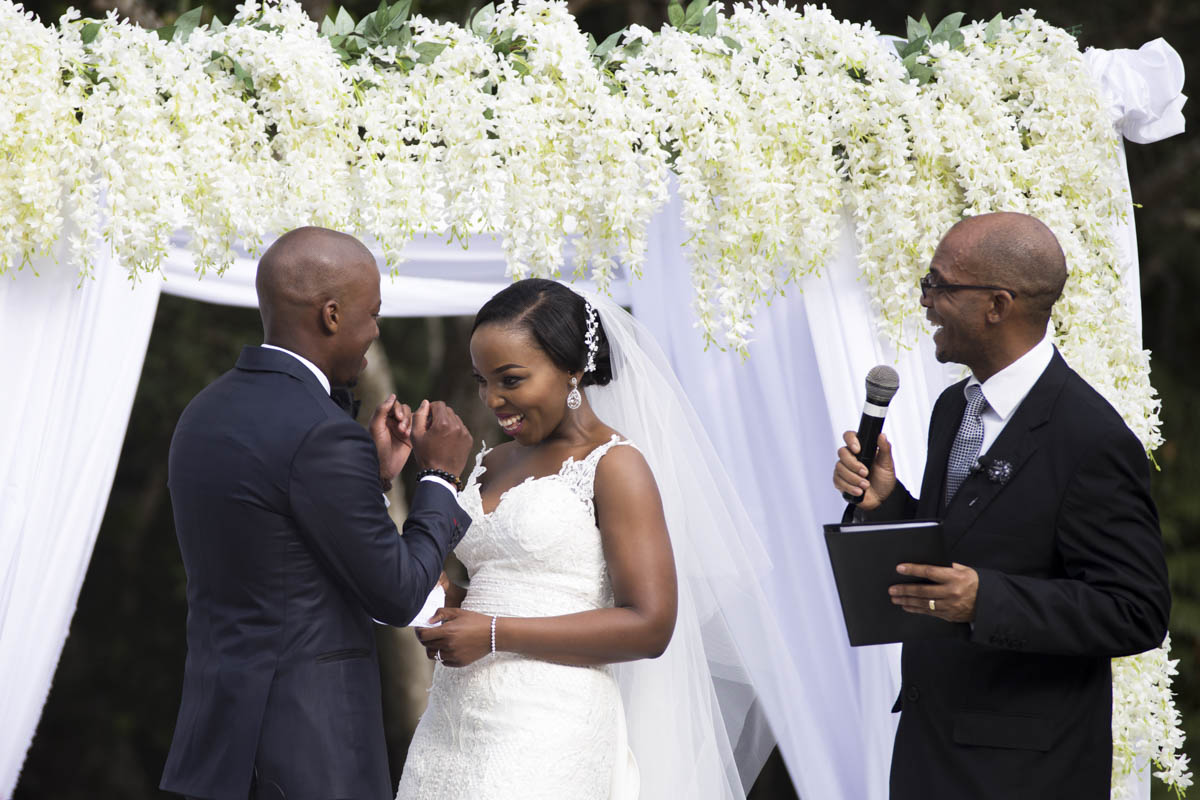 Shy bride before kiss